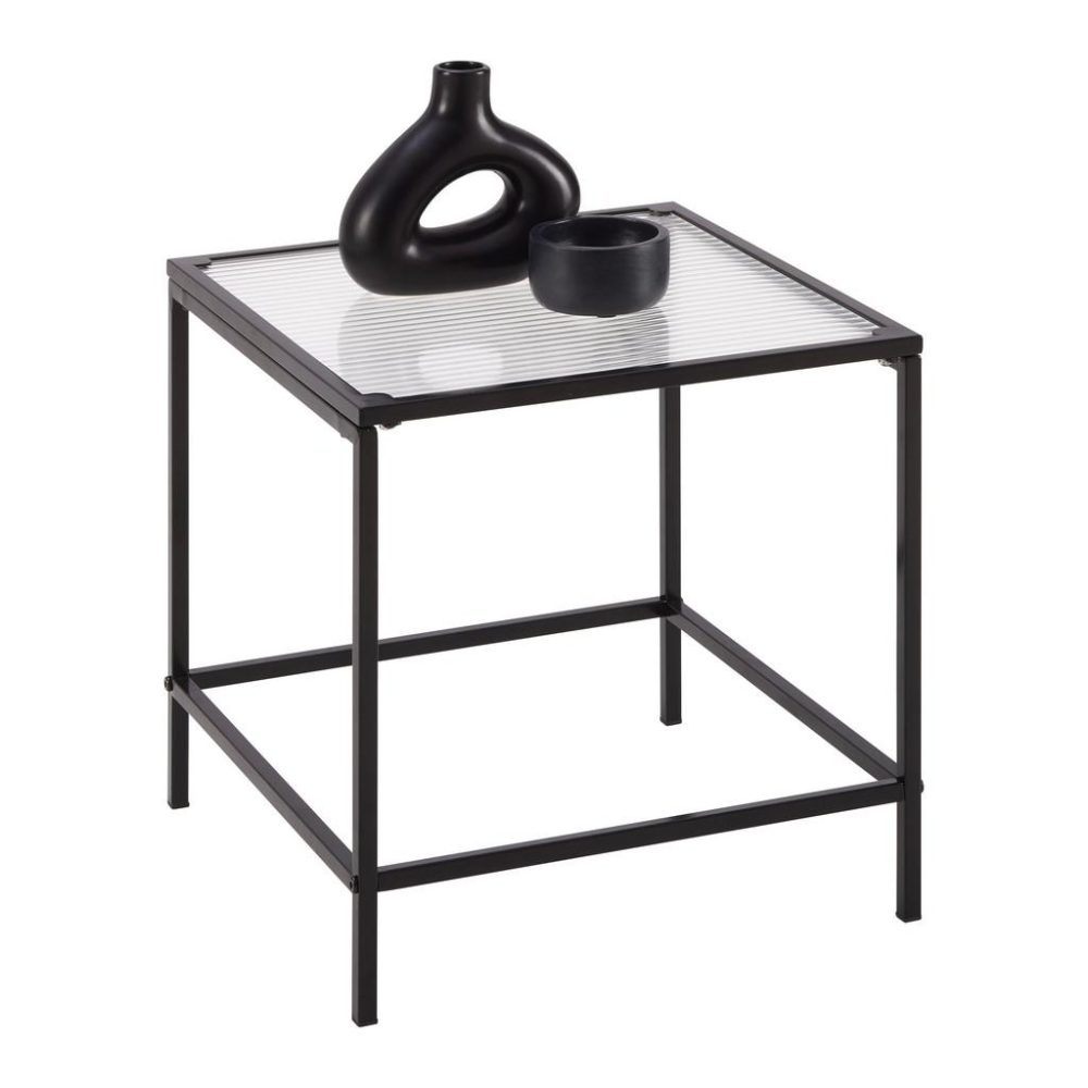 Beistelltisch Shine Schwarz Metall, Glas 