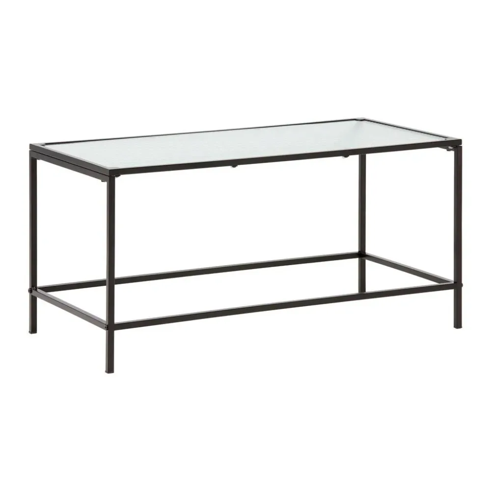 Couchtisch Leon Schwarz/transparent Metall, Glas 80/40/40 cm 