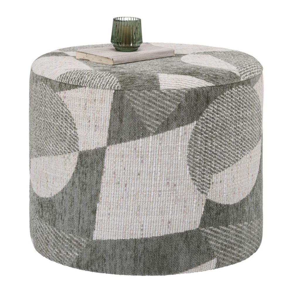 Hocker Marlon -Trend- Graugrün Textil, Holzwerkstoff 