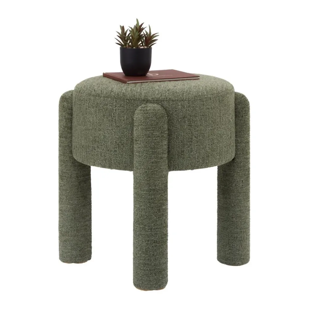 Hocker Leonie -Trend- Grün Textil, Holzwerkstoff 