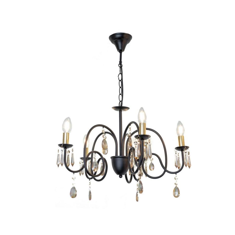 Hängeleuchte Kristina In Schwarz/gold Max. 40 Watt 60/120 cm  