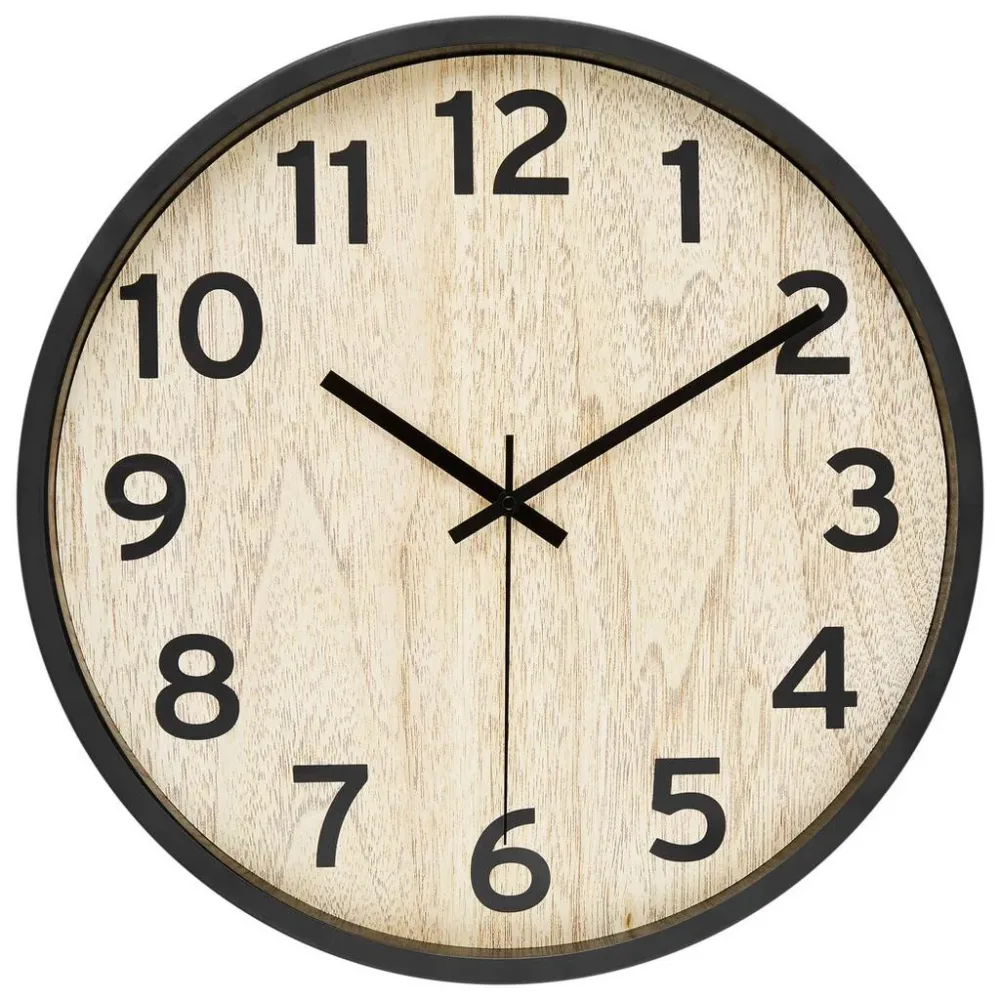 Wanduhr Kelly Schwarz/natur Naturfarben, Schwarz 