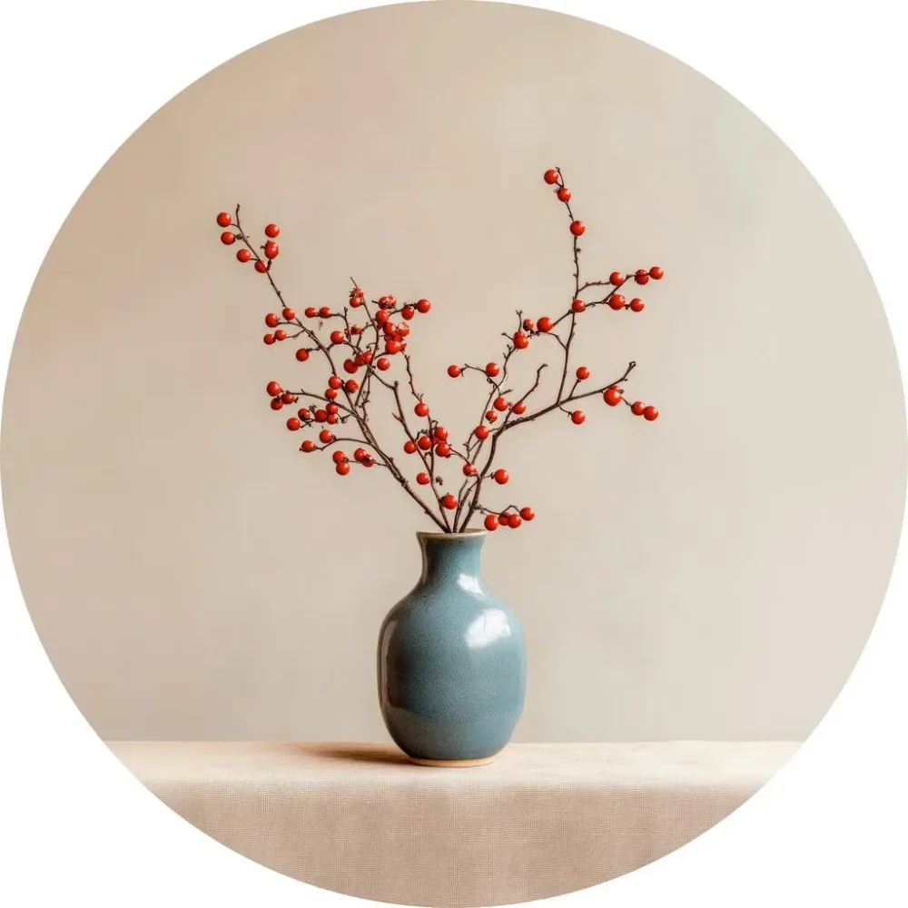 Metallbild Red Berry Branches 