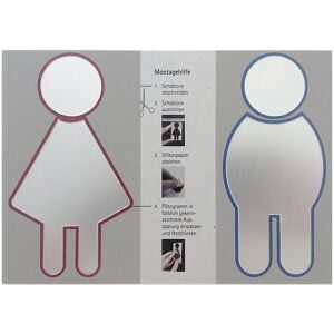 kaiserkraft Piktogramm-Set, Klebemontage, Höhe 140 mm, je 1 x WC Damen, WC Herren