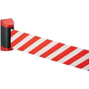 Gurtabsperrung, Kunststoffkassette rot, Gurtfarbe Rot / Weiß Tensator
