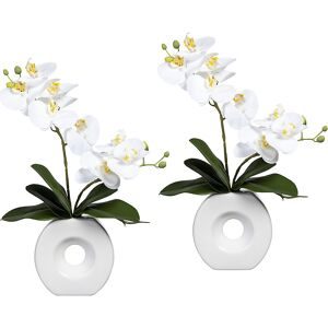 kaiserkraft Phalaenopsis, real touch, in Keramikvase, VE 2 Stk, weiß