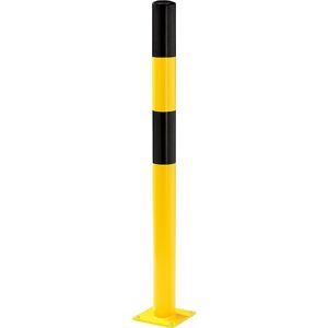 kaiserkraft Rammschutz-Poller, Ø 90 mm, Wandstärke 3,6 mm, zum Aufdübeln, Bodenplatte 200 x 200 mm