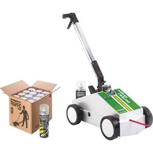 Bodenmarkierwagen-Set, Markierwagen mit 12 Dosen Traffic Extra Paint, weiß, inkl. Zubehör Ampere