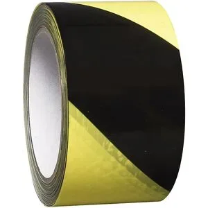 Bodenmarkierungsband aus Vinyl, zweifarbig, Breite 75 mm, gelb / schwarz, VE 16 Rollen Moravia
