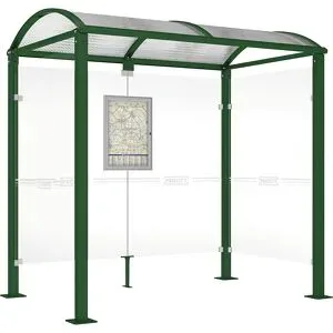 Wartehalle, mit 2 Seitenverkleidungen, Breite 2520 mm, moosgrün PROCITY