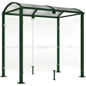 Raucherunterstand KLASSIK, mit Verkleidung, Breite 2520 mm, moosgrün PROCITY
