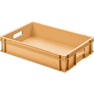 Euronorm-Behälter, geschlossen, mit offenen Handgriffen, LxBxH 600 x 400 x 120 mm, orange eurokraft basic