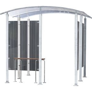 Raucherunterstand, Metall, Unterstand, Metall Modell zur Wandbefestigung 4 m², HxB 2205 x 2350 mm, Metalloptik Mottez