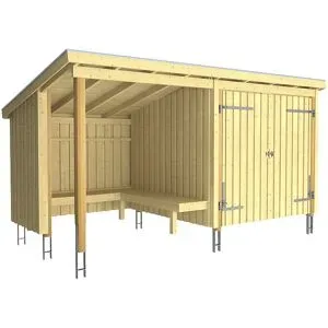 kaiserkraft Nordic Grillhütte/Gartenhaus, aus Holz, HxBxT 2200 x 2180 x 4320 mm (9,5 m²)
