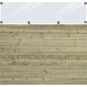 kaiserkraft PLUS Plank Profilzaun mit Glas, Holz, BxH 1740 x 1630 mm, natur