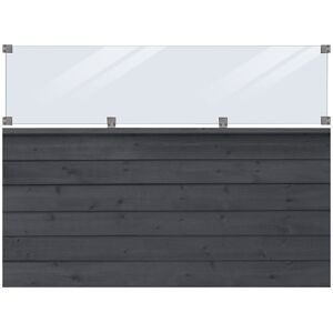 kaiserkraft PLUS Klink Profilzaun mit Glas, Holz, BxH 1740 x 1250 mm, schwarz