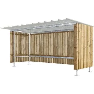 Unterstand für Fahrräder / Motorräder, HxB 2150 x 3990 mm, Holz, Tiefe 2250 mm, Grundeinheit Mottez