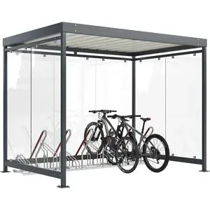 Überdachung Köln mit Anlehnparker Modell 2500 XBF, 6 Einstellplätze, 7 Glaselemente, B 3180 mm, Bausatz WSM