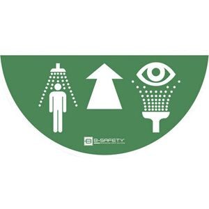 Bodenmarkierung für Augen- und Notduschen, LxB 790 x 390 mm, selbstklebend, grün/weiß B-SAFETY