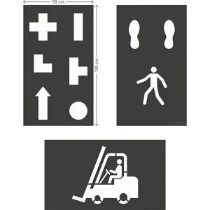 Bodenmarkierung-Schablonenset DURALINE® Logistik, 9 Motive, Folie BxH 100 x 58 mm DURABLE