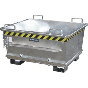 Konischer Klappbodenbehälter, Volumen 0,5 m³, Traglast 1000 kg, feuerverzinkt nach EN ISO 1461 eurokraft pro