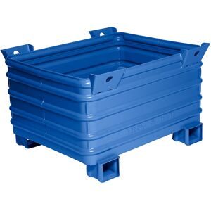 Schwerlast-Stapelbehälter, BxL 800 x 1000 mm, mit U-förmigen Füßen, blau lackiert, ab 1 Stk Heson