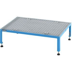 Arbeitsplattform, Höhenverstellbereich 255 - 320 mm, mit Gitterrostplatte, Plattform LxB 910 x 610 mm, lichtblau eurokraft pro