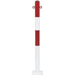 Sperrpfosten Morion, zum Aufdübeln, Ø 60 mm, rot-weiß lackiert, 2 Ösen Moravia