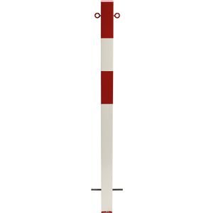Sperrpfosten Morion, zum Einbetonieren, 70 x 70 mm, rot-weiß lackiert, 2 Ösen Moravia