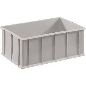 Stapelkasten aus Polyethylen, mit Verstärkungsrippen außen, Volumen 42 l, grau, ab 10 Stück mauser
