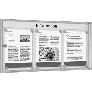 kaiserkraft Preiswertschaukasten, grauweiß, Querformat, für 3 x DIN A4