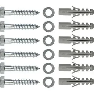 kaiserkraft Bodenverankerung, 3er-Set, 6 Schrauben