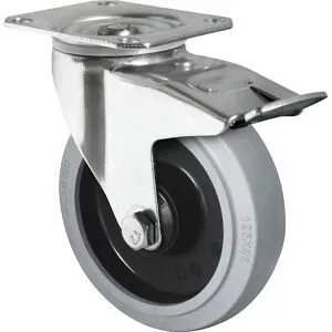 kaiserkraft Elastik-Reifen auf PA-Felge, Rad-Ø x Breite 80 x 35 mm, Lenkrolle mit Doppelstopp
