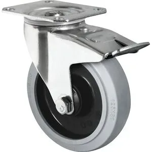 kaiserkraft Elastik-Reifen auf PA-Felge, Rad-Ø x Breite 160 x 46 mm, Lenkrolle mit Doppelstopp