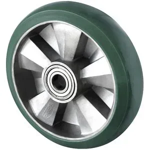 kaiserkraft PU-Elastik-Rad, grün, Doppelkugellager, ab 2 Stk, Rad-Ø x Breite 125 x 50 mm