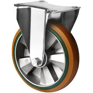 kaiserkraft PU-/PU-Elastik-Reifen, braun / grün, Rad-Ø x Breite 125 x 50 mm, ab 2 Stk, Bockrolle
