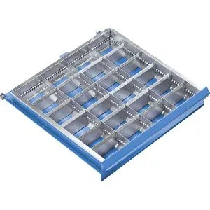 kaiserkraft Schubladeneinteilungs-Set, 24 Fächer für Schubladenhöhe 100 mm, 3 Längs-, 20 Querteiler