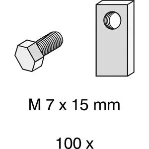 Schrauben, M 7 x 15 mm, VE 100 Stk, mit Spezialmuttern hofe