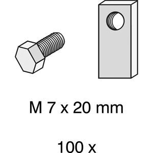Schrauben, M 7 x 20 mm, VE 100 Stk, mit Spezialmuttern hofe