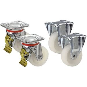Polyamid-Rad, Set-Angebot, 2 Lenkrollen mit Doppelstopp und 2 Bockrollen, mit Kugellager, Rad-Ø x Breite 100 x 35 mm, Tragfähigkeit 350 kg Wicke