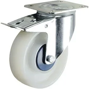 Polyamid-Rad, weiß, Rad-Ø x Breite 125 x 40 mm, Lenkrolle mit Doppelstopp TENTE