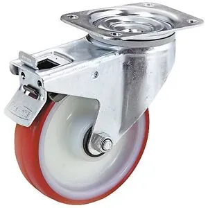 Polyurethan-Reifen auf Polyamid-Felge, Rad-Ø x Breite 125 x 32 mm, Lenkrolle mit Doppelstopp TENTE