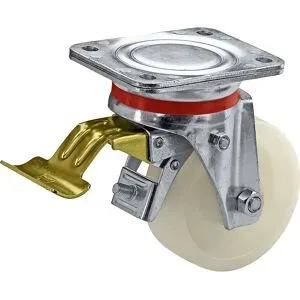Polyamid-Rad, Stahlblech-Gehäuse, Rad-Ø x Breite 100 x 35 mm, Lenkrolle mit Doppelstopp, Gleitlager Wicke