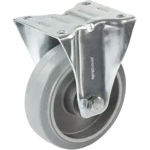 Elastik-Vollgummi-Reifen, grau, Rad-Ø x Breite 100 x 40 mm, Stegfelge, Bockrolle Proroll