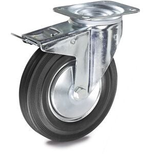 Vollgummi-Reifen, Rad-Ø x Breite 80 x 25 mm, Lenkrolle mit Doppelstopp Proroll