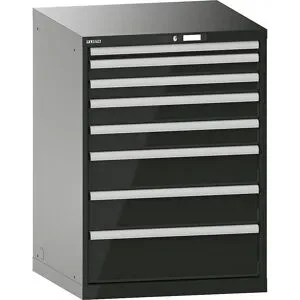 Schubladenschrank, mit Akkuladefunktion, BxTxH 717 x 725 x 1000 mm, 8 Schubladen, 1 x 230V, schwarz, CH LISTA