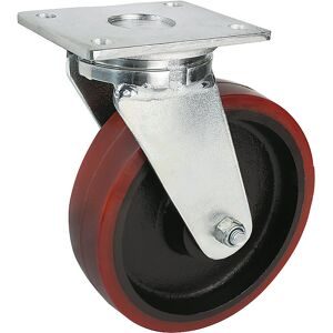 Polyurethan-Reifen, Plattenmaß 138 x 110 mm, Rad-Ø x Breite 125 x 50 mm, Lenkrolle Proroll