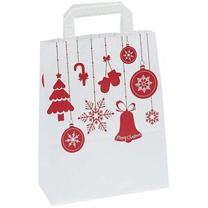Papiertragetasche Weihnachten, weiß/rot gemustert, VE 25 Stk, LxBxH 320 x 140 x 420 mm, ab 10 VE ratioform
