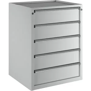 Schubladenschrank, BxT 760 x 675 mm, Schubladentraglast 100 kg, 5 Schubladen, Höhe 980 mm, Front lichtgrau ANKE