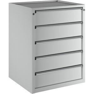 Schubladenschrank, BxT 760 x 675 mm, Schubladentraglast 200 kg, 5 Schubladen, Höhe 980 mm, Front lichtgrau ANKE